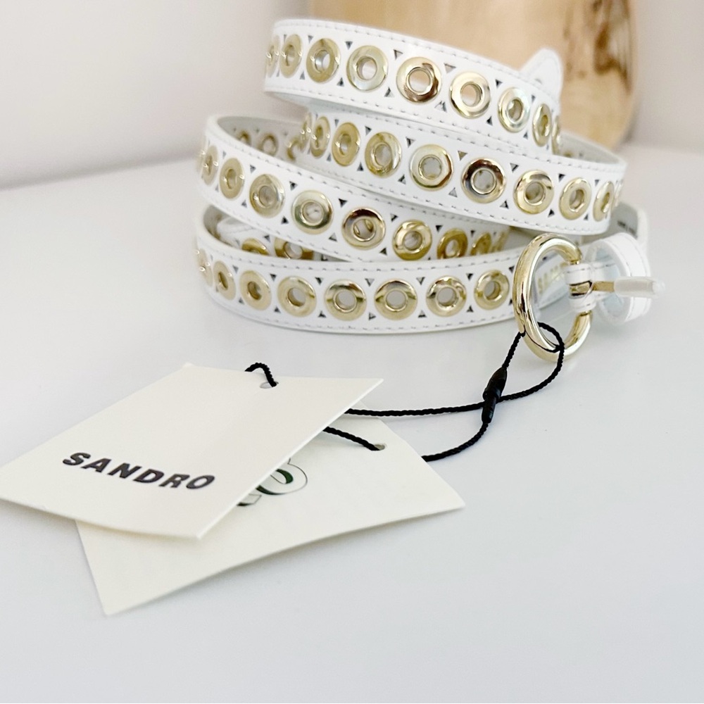 SANDRO ~ Double Leather Belt With Eyelets